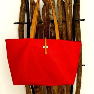 Large orange tote bag pleather